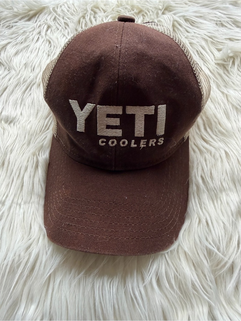 Yeti Brown Front with Tan Mesh Trucker Hat